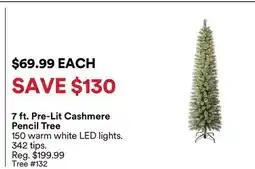 Michaels 7 ft. Pre-Lit Cashmere Pencil Tree offer