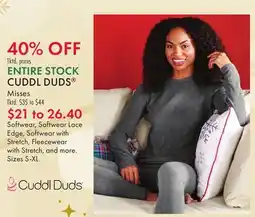 Boscov's ENTIRE STOCK CUDDL DUDS offer