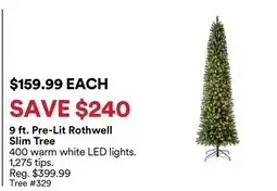 Michaels 9 ft. Pre-Lit Rothwell Slim Tree offer