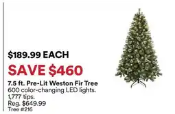 Michaels 7.5 ft. Pre-Lit Weston Fir Tree offer