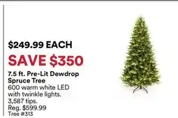Michaels 7.5 ft. Pre-Lit Dewdrop Spruce Tree offer