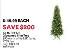 Michaels 7.5 ft. Pre-Lit Glenwood Slim Tree offer