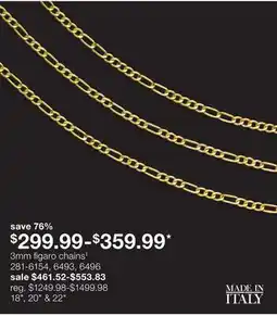 JC Penney 3mm figaro chains‡ offer