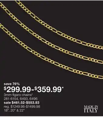 JC Penney 3mm figaro chains‡ offer