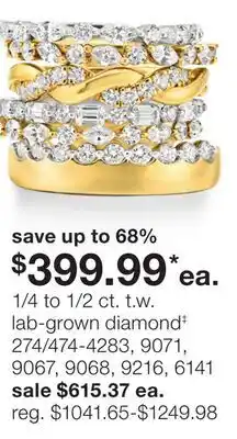 JC Penney 1/4 to 1/2 ct. t.w. lab-grown diamond‡ offer