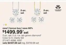 JC Penney 2-pc. set 5 ct. t.w. lab-grown diamond‡ Color G-H, Clarity SI2 offer