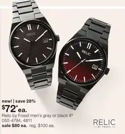 JC Penney Relic by Fossil men's gray or black IP offer