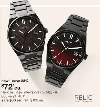 JC Penney Relic by Fossil men's gray or black IP offer
