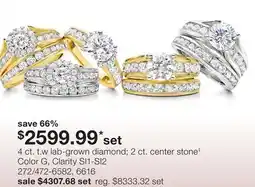 JC Penney 4 ct. t.w lab-grown diamond 2 ct. center stone‡ Color G, Clarity SI1-SI2 offer