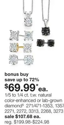 JC Penney 1/5 to 1/4 ct. t.w. natural color-enhanced or lab-grown diamond§ offer