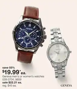 JC Penney Geneva men's or women's watches offer