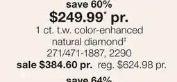 JC Penney 1 ct. t.w. color-enhanced natural diamond‡ offer