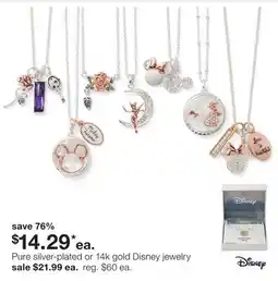 JC Penney Pure silver-plated or 14k gold Disney jewelry offer