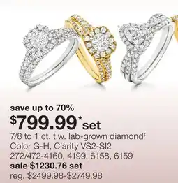 JC Penney 7/8 to 1 ct. t.w. lab-grown diamond‡ Color G-H, Clarity VS2-SI2 offer