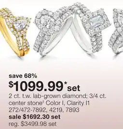 JC Penney 2 ct. t.w. lab-grown diamond 3/4 ct. center stone‡ offer