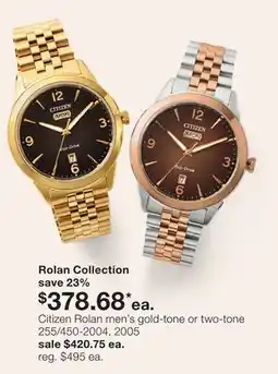 JC Penney Citizen Rolan men's gold-tone or two-tone Rolan Collection offer