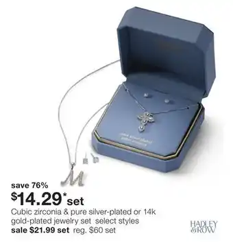 JC Penney Cubic zirconia & pure silver-plated or 14k gold-plated jewelry set offer