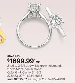 JC Penney 2-1/5 to 2-3/4 ct. t.w. lab-grown diamond 2 or 2-1/2 ct. center stone‡◊ offer