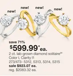 JC Penney 2 ct. lab-grown diamond solitaire§Ħ offer