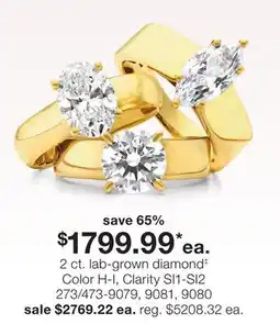 JC Penney 2 ct. lab-grown diamond‡ Color H-I, Clarity SI1-SI2 offer