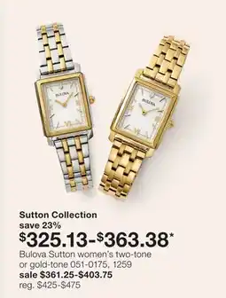 JC Penney Bulova Sutton women's two-tone or gold-tone offer