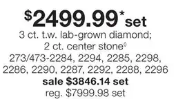 JC Penney 3 ct. t.w. lab-grown diamond 2 ct. center stone◊ offer