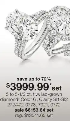 JC Penney 5 to 5-1/2 ct. t.w. lab-grown diamond◊ Color G, Clarity SI1-SI2 offer