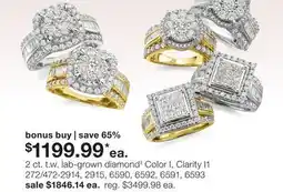 JC Penney 2 ct. t.w. lab-grown diamond‡ Color I, Clarity I1 offer