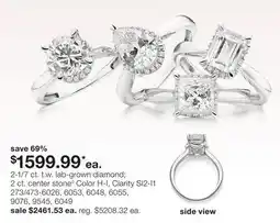 JC Penney 2-1/7 ct. t.w. lab-grown diamond 2 ct. center stone◊ Color H-I, Clarity offer