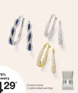 JC Penney Crystal & Silver or gold-plated earrings offer