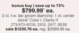 JC Penney 2 ct. t.w. lab-grown diamond 1 ct. center stone‡ Color I, Clarity I1 offer