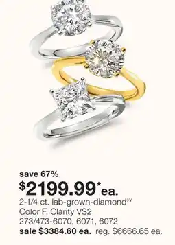 JC Penney 2-1/4 ct. lab-grown-diamond◊¥ Color F, Clarity VS2 offer