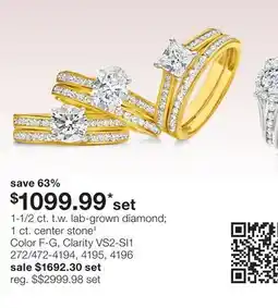 JC Penney 1-1/2 ct. t.w. lab-grown diamond 1 ct. center stone‡ offer