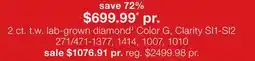 JC Penney 2 ct. t. w. lab-grown diamond Color G, Clarity offer