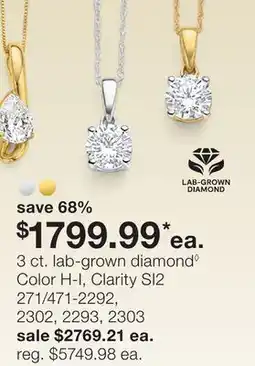 JC Penney 3 ct. lab-grown diamond◊ offer