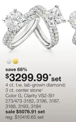 JC Penney 4 ct. t.w. lab-grown diamond 3 ct. center stone◊ Color G, Clarity VS2-SI1 offer