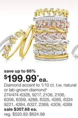 JC Penney Diamond accent to 1/10 ct. t.w. natural or lab-grown diamond‡ offer