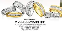 JC Penney 1 to 1-1/2 ct. t.w. natural or lab-grown diamond‡ offer