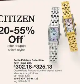 JC Penney Citizen Petite Palidoro women's crystal accent silver-tone or gold-tone offer