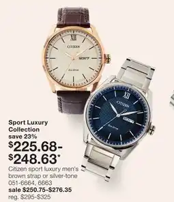 JC Penney Citizen sport luxury men's brown strap or silver-tone offer