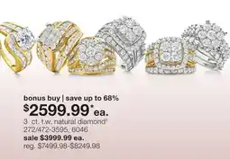 JC Penney 3 ct. t.w. natural diamond‡ offer