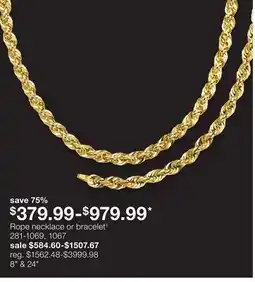 JC Penney Rope necklace or bracelet‡ offer