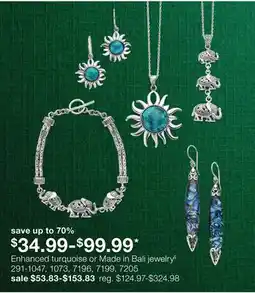 JC Penney Enhanced turquoise or Made in Bali jewelry§ offer