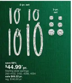 JC Penney Sterling silver earrings offer