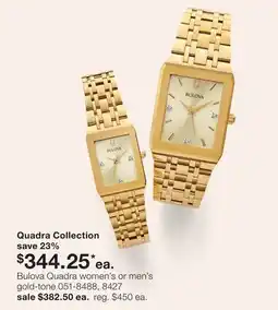 JC Penney Bulova Quadra women's or men's gold-tone offer