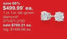 JC Penney 1 ct. t.w. lab-grown diamond‡ 499.99 offer