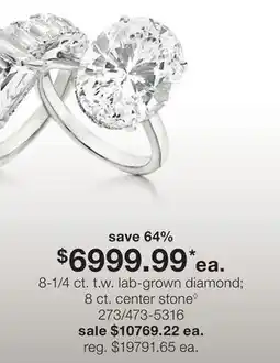 JC Penney 8-1/4 ct. t.w. lab-grown diamond 8 ct. center stone◊ offer