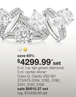JC Penney 6 ct. t.w. lab-grown diamond 5 ct. center stone◊ Color G, Clarity VS2-SI1 offer