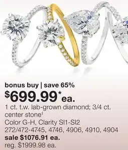 JC Penney 1 ct. t.w. lab-grown diamond 3/4 ct. center stone‡ offer