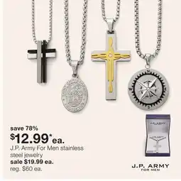JC Penney J.P. Army For Men stainless steel jewelry offer
